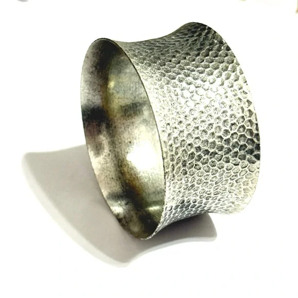 Chico's Hammered Silver Tone Wide Cuff Bracelet NWT - Picture 4 of 5